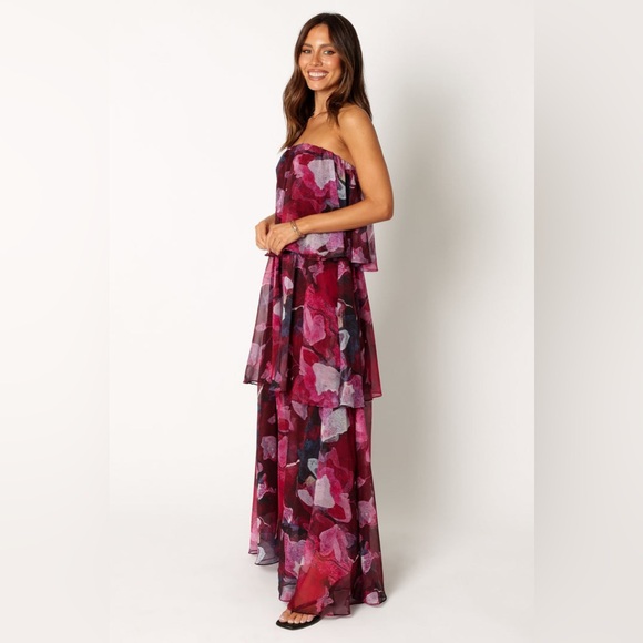 Petal & pup strapless chiffon tiered floral maxi dress nwot - Picture 3 of 5
